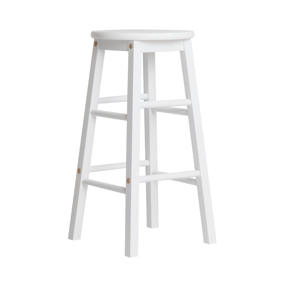 Artiss Set of 2 Beech Wood Backless Bar Stools - White-3