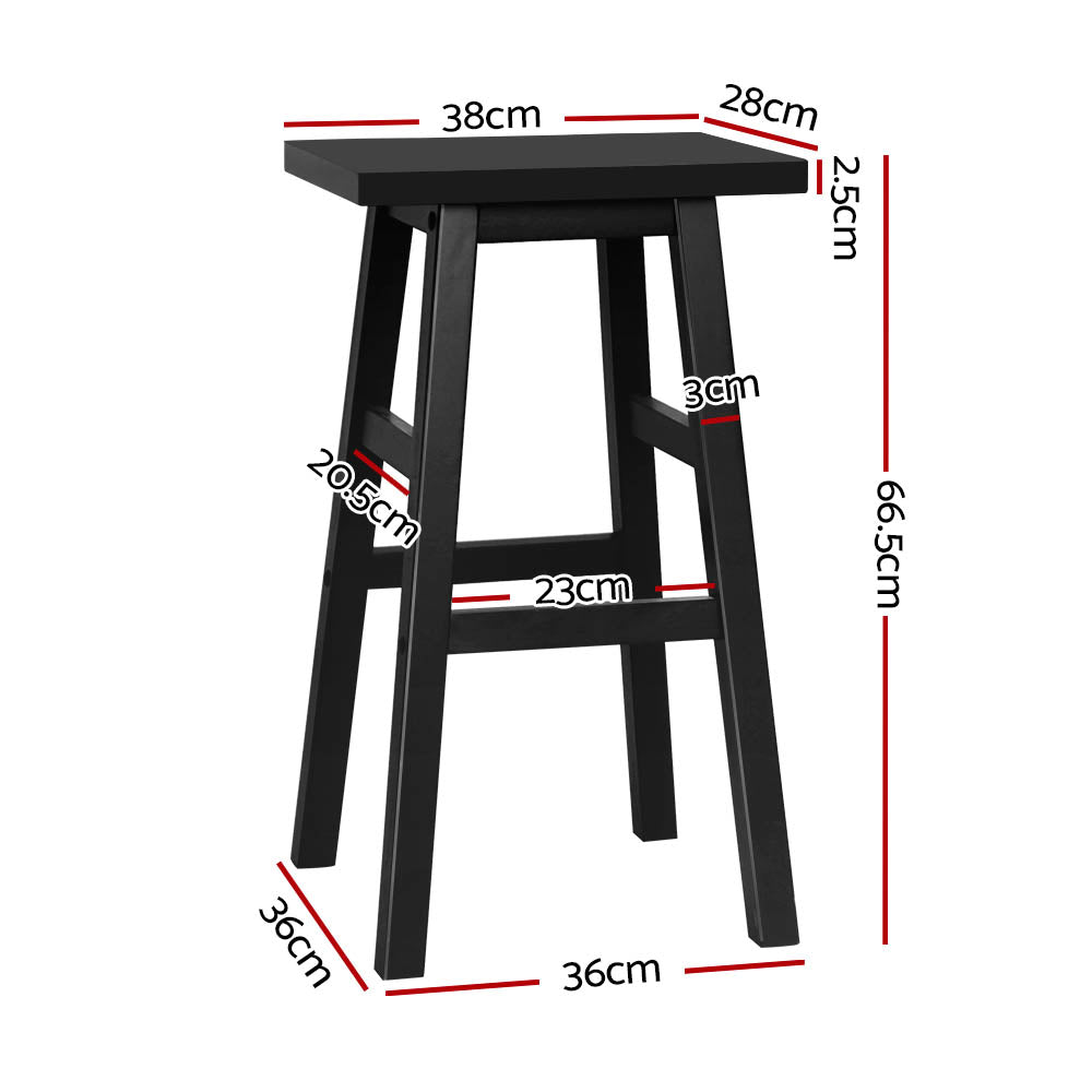 Artiss Set of 2 Beech Wood Bar Stools - Black-1