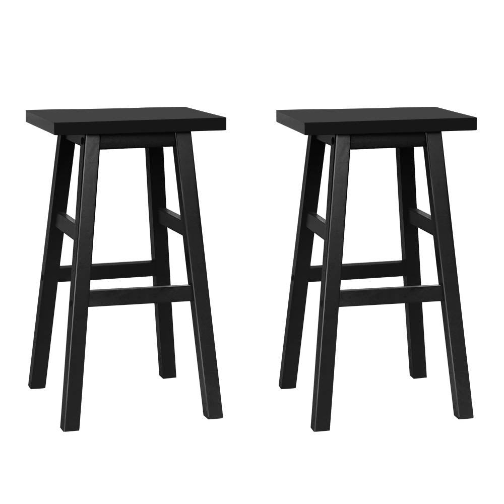 Artiss Set of 2 Beech Wood Bar Stools - Black-0