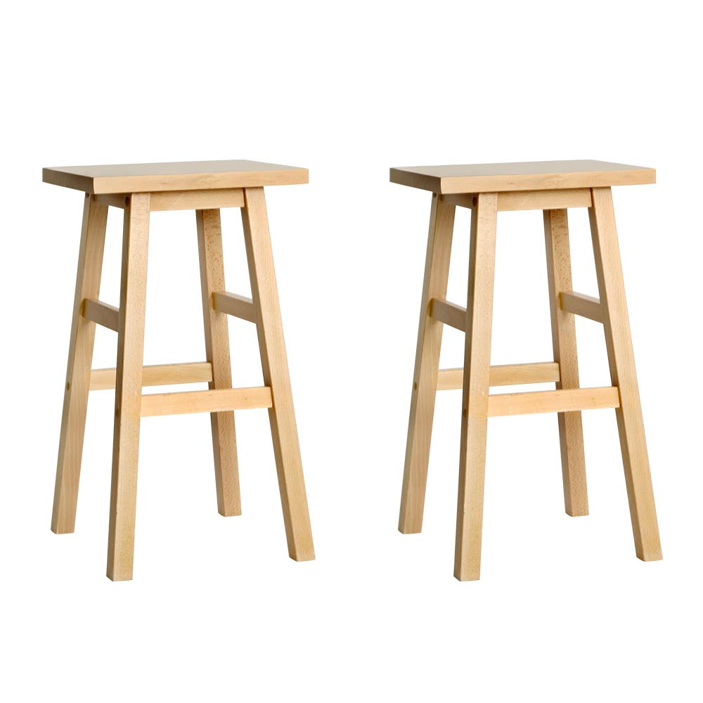 Artiss Set of 2 Beech Wood Bar Stools - Natural-0