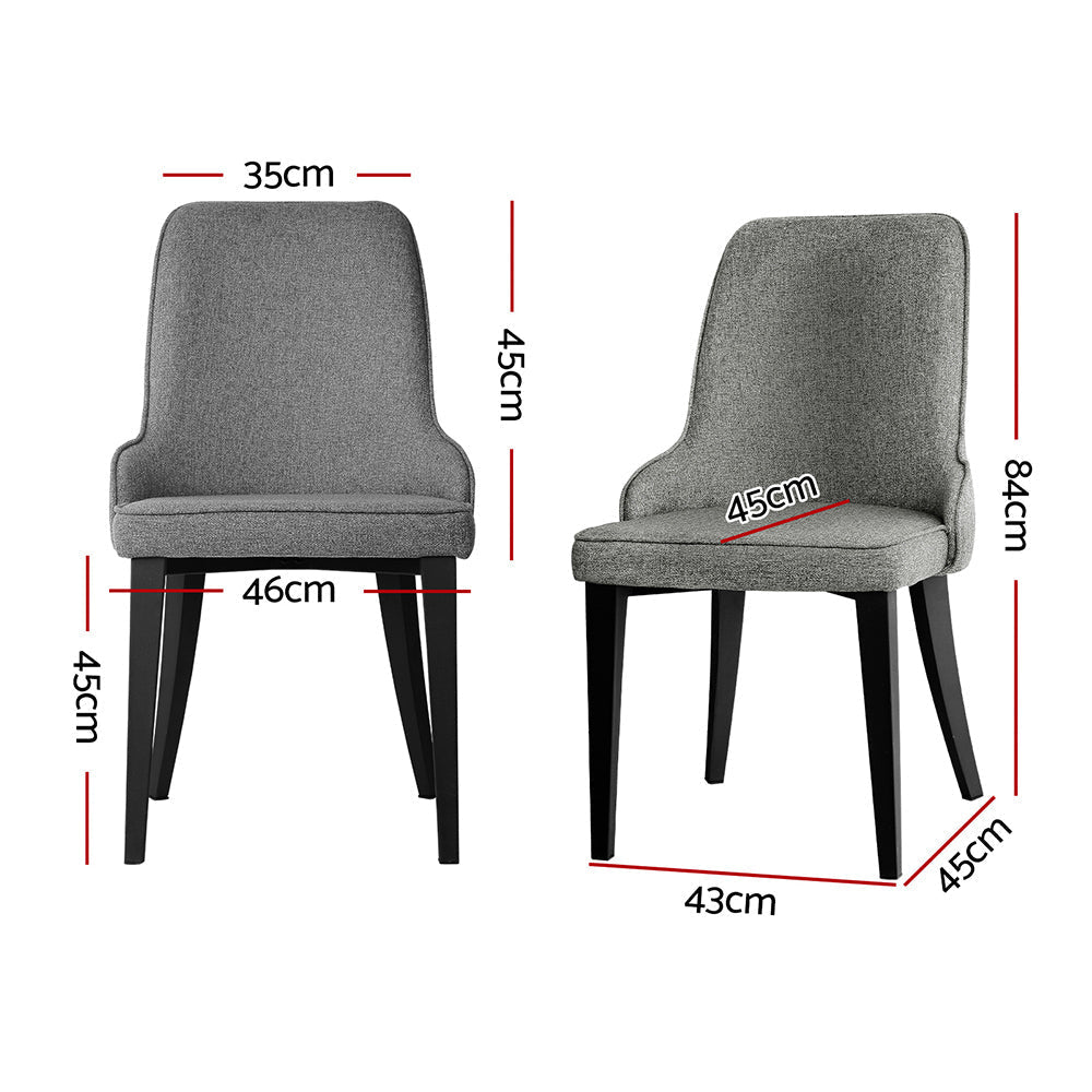 Artiss Set of 2 Fabric Dining Chairs - Grey-1