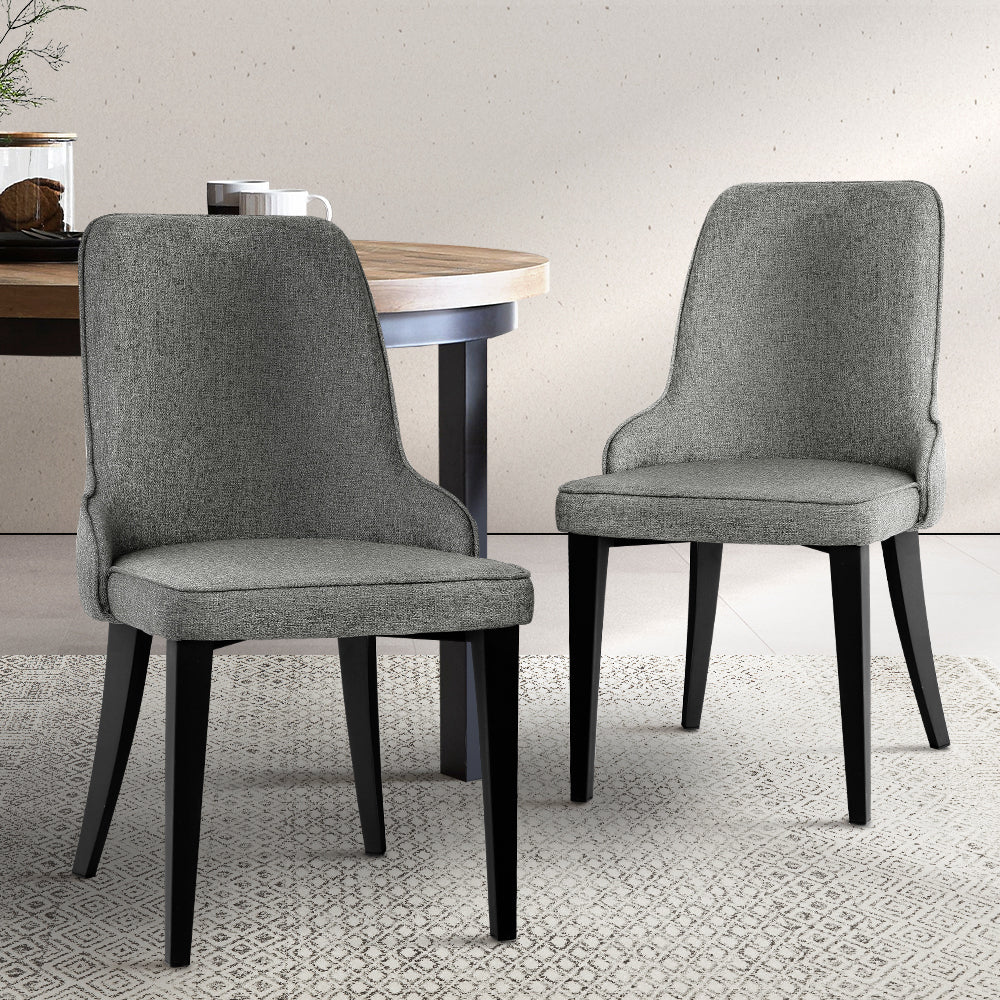 Artiss Set of 2 Fabric Dining Chairs - Grey-7