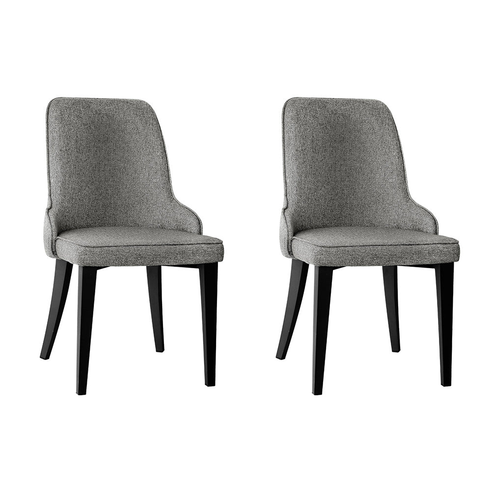 Artiss Set of 2 Fabric Dining Chairs - Grey-0