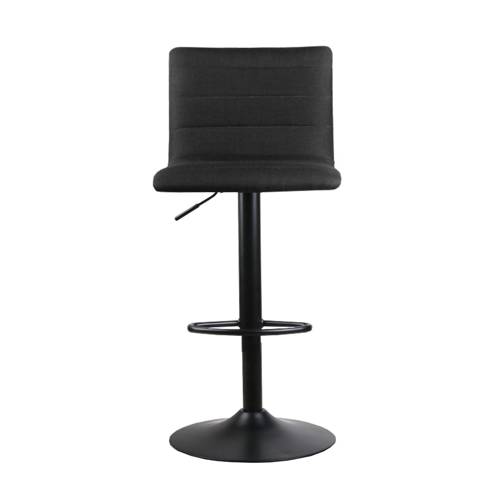 Artiss Set of 2 Faux Linen Bar Stools - Black-2