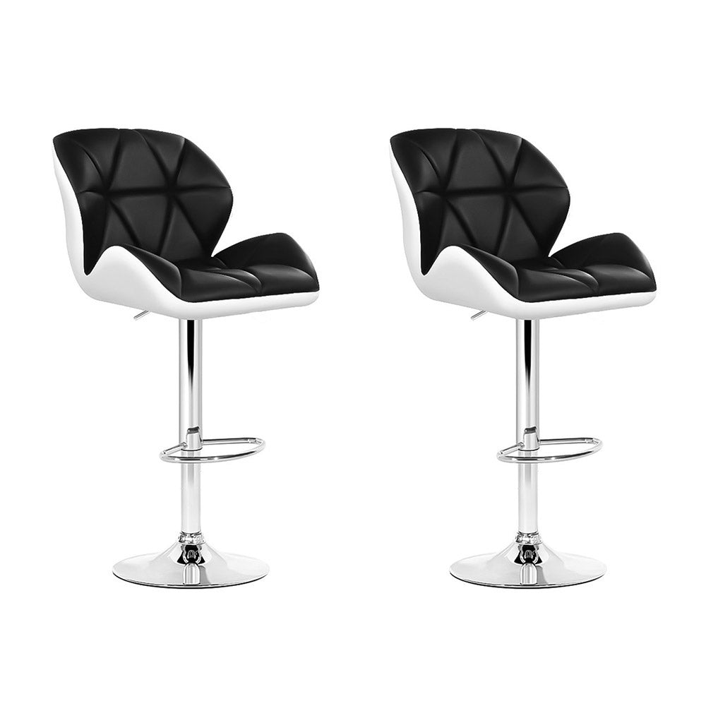 Artiss Set of 2 Kitchen Bar Stools - White, Black and Chrome-0