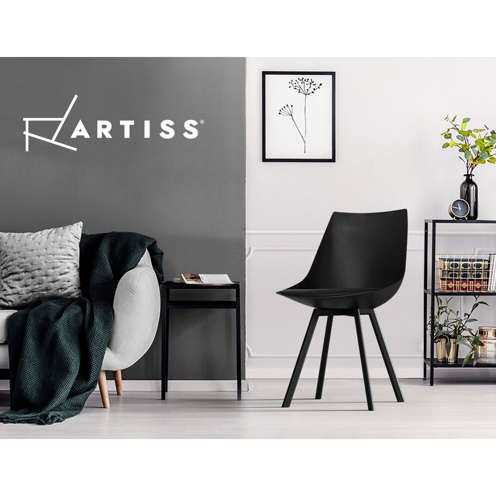 Artiss Set of 2 Lylette Dining Chairs Cafe Chairs PU Leather Padded Seat Black-11