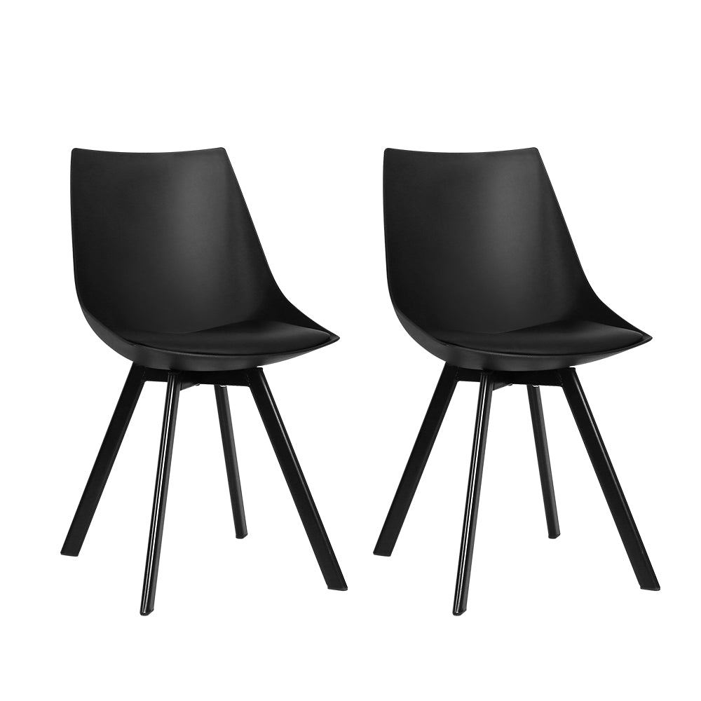 Artiss Set of 2 Lylette Dining Chairs Cafe Chairs PU Leather Padded Seat Black-2