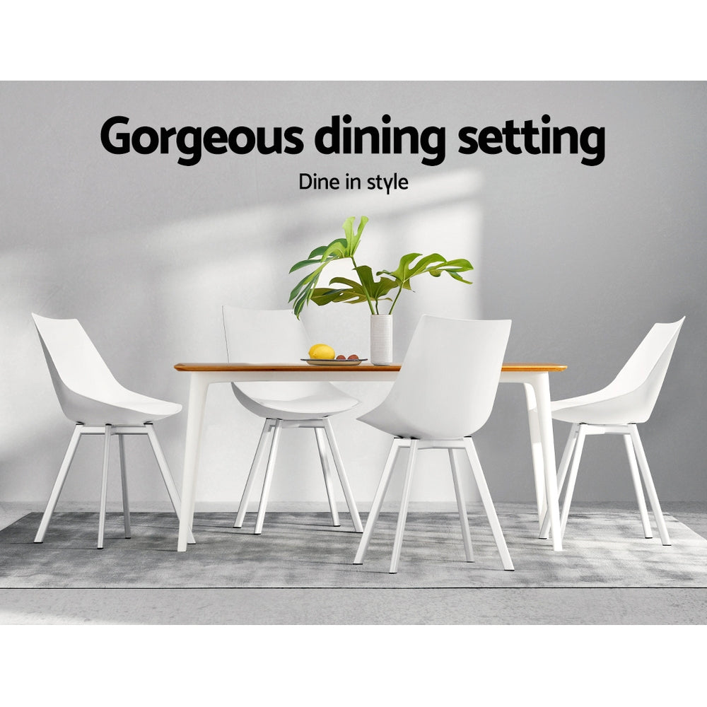 Artiss Set of 2 Lylette Dining Chairs Cafe Chairs PU Leather Padded Seat White-11