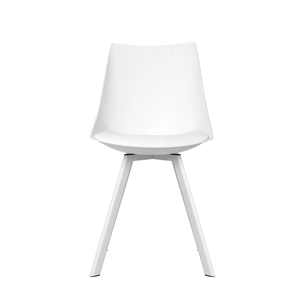 Artiss Set of 2 Lylette Dining Chairs Cafe Chairs PU Leather Padded Seat White-6
