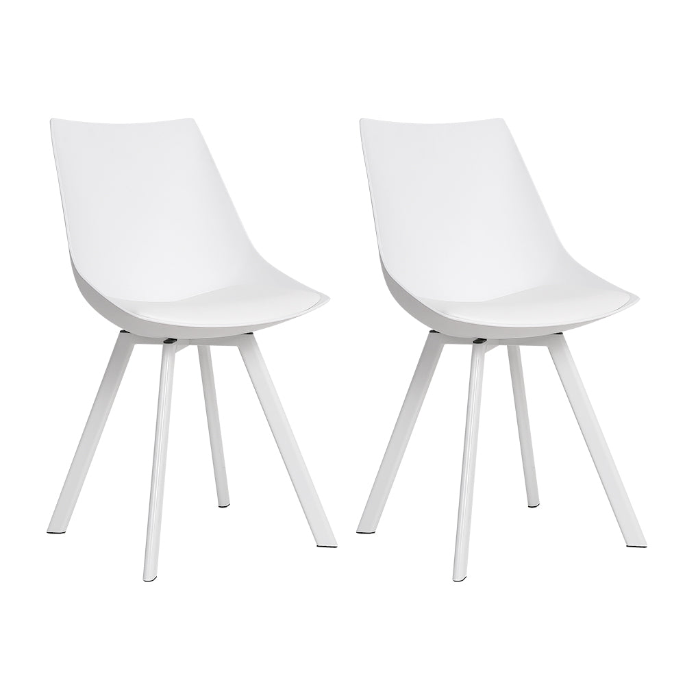 Artiss Set of 2 Lylette Dining Chairs Cafe Chairs PU Leather Padded Seat White-0