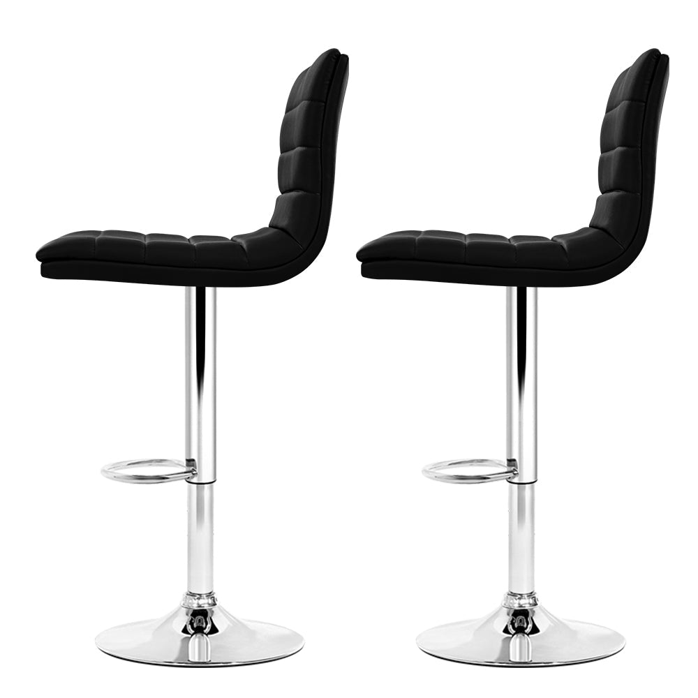 Artiss Set of 2 PU Leather Bar Stools Padded Line Style - Black-3