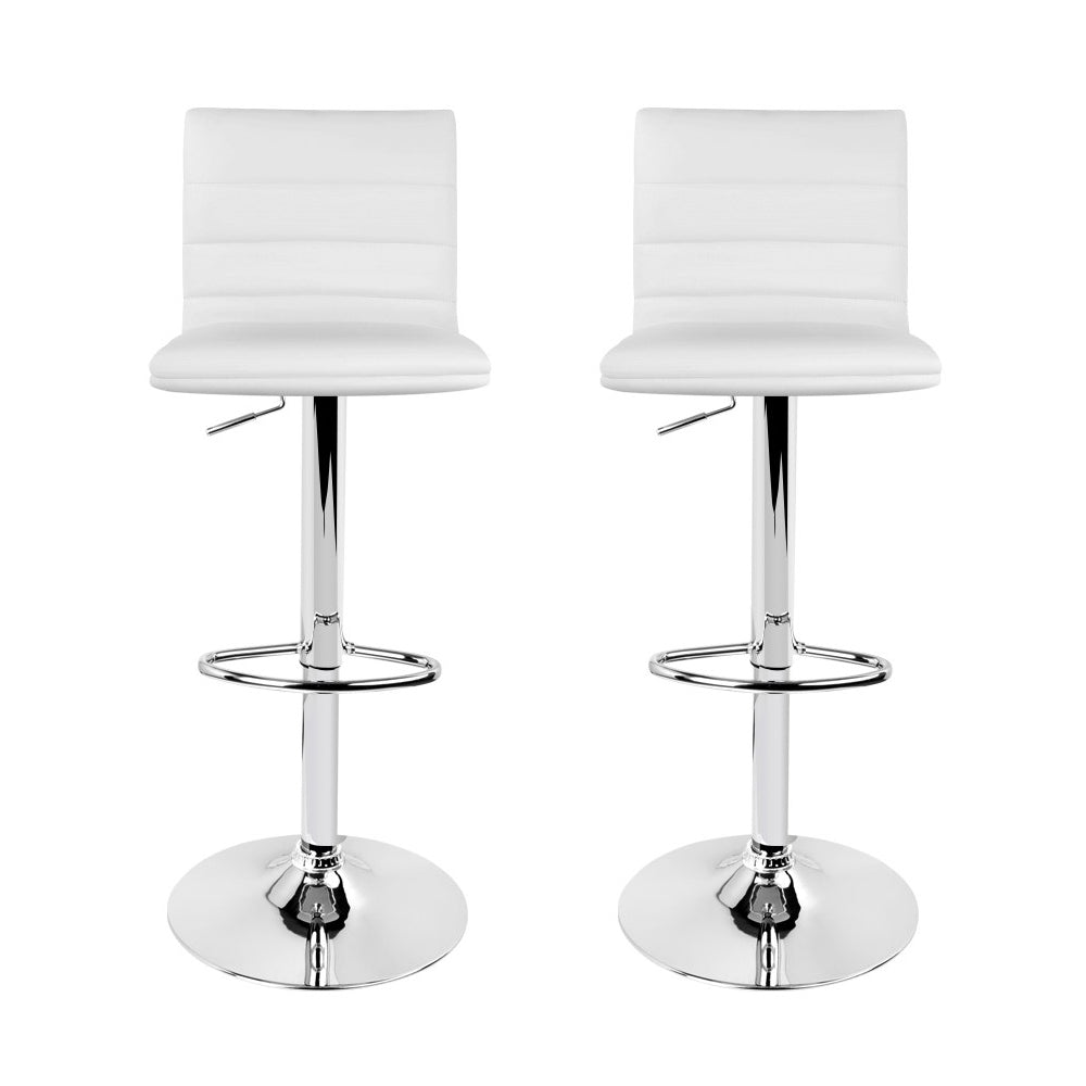 Artiss Set of 2 PU Leather Bar Stools Padded Line Style - White-2