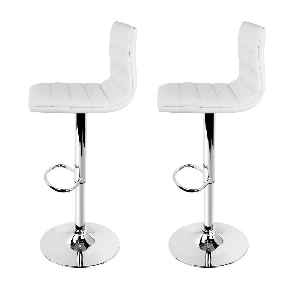 Artiss Set of 2 PU Leather Bar Stools Padded Line Style - White-3