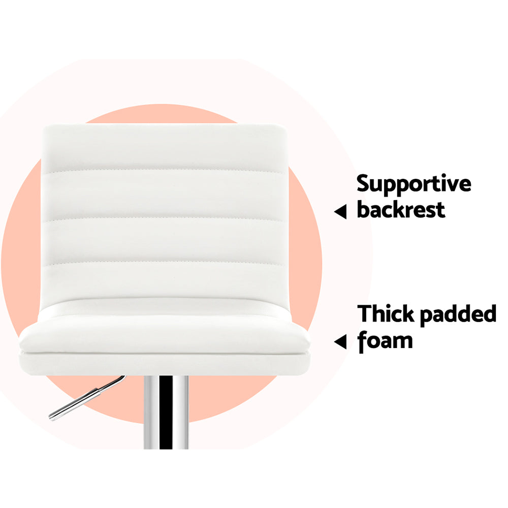 Artiss Set of 2 PU Leather Bar Stools Padded Line Style - White-6