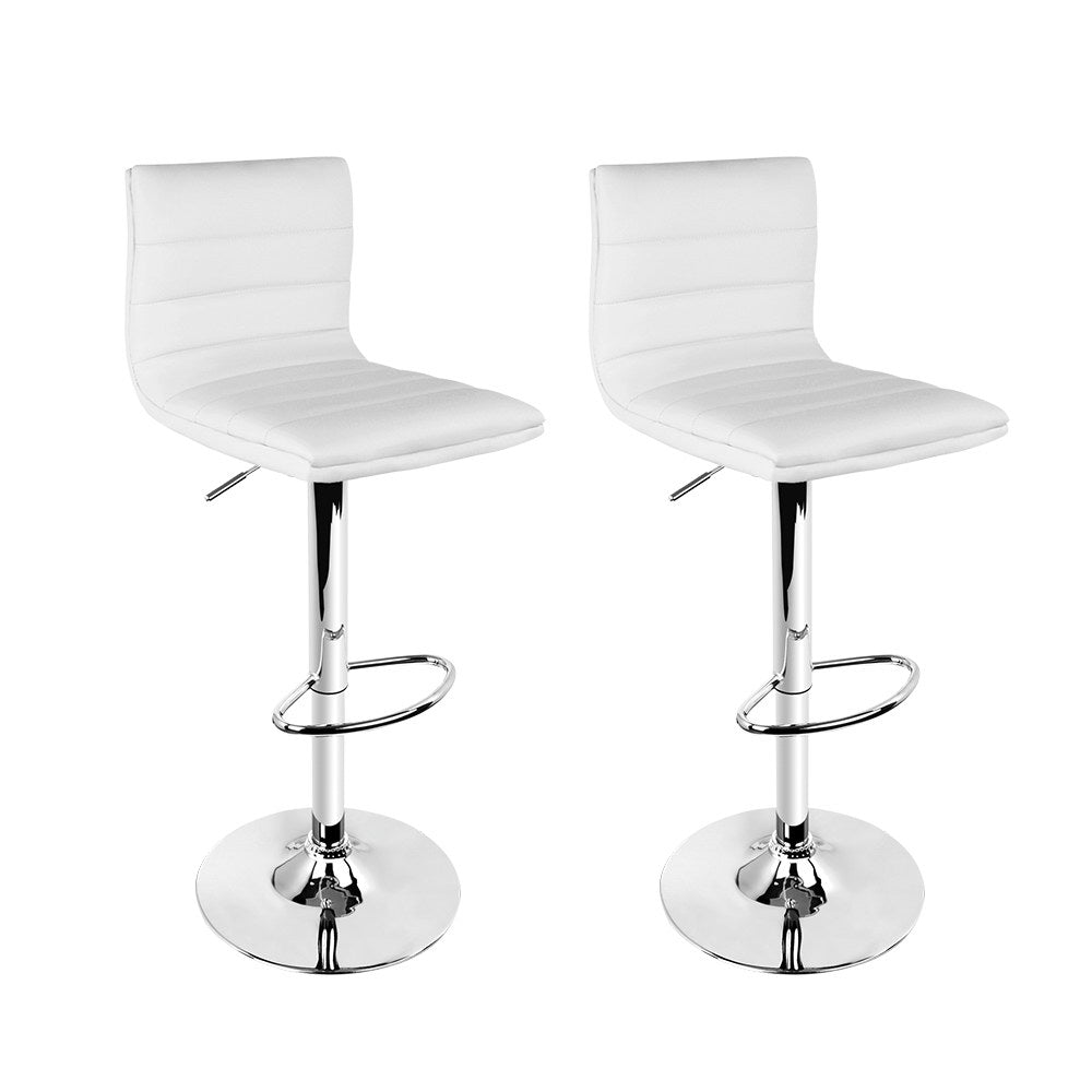 Artiss Set of 2 PU Leather Bar Stools Padded Line Style - White-0