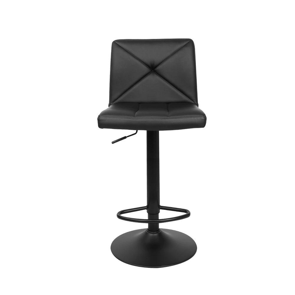 Artiss Set of 2 PU Leather Gas Lift Bar Stools - Black-2