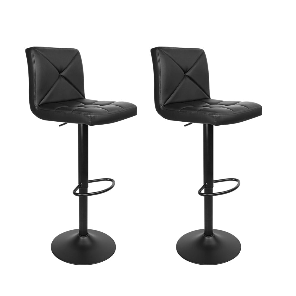 Artiss Set of 2 PU Leather Gas Lift Bar Stools - Black-0