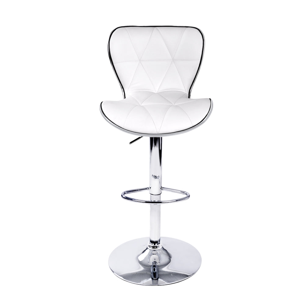 Artiss Set of 2 PU Leather Patterned Bar Stools - White and Chrome-2