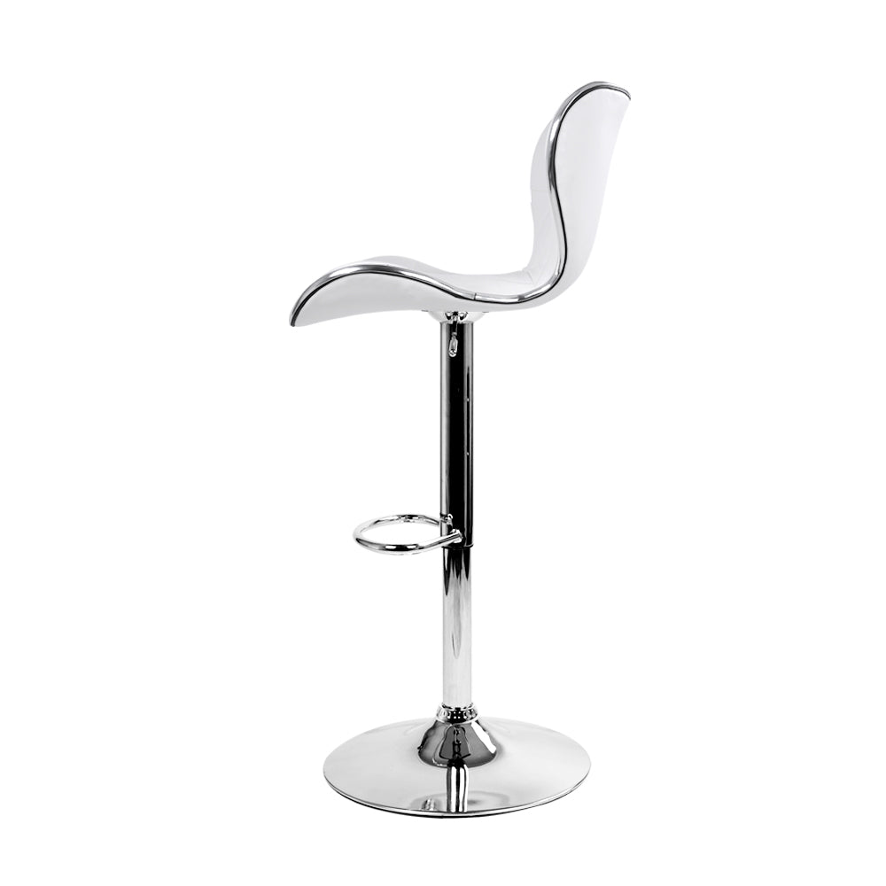 Artiss Set of 2 PU Leather Patterned Bar Stools - White and Chrome-3