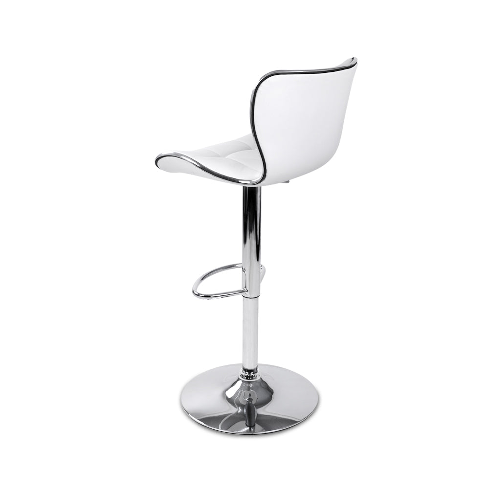 Artiss Set of 2 PU Leather Patterned Bar Stools - White and Chrome-6