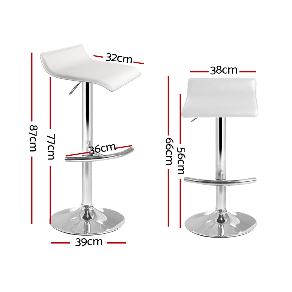 Artiss Set of 2 PU Leather Wave Style Bar Stools - White-1