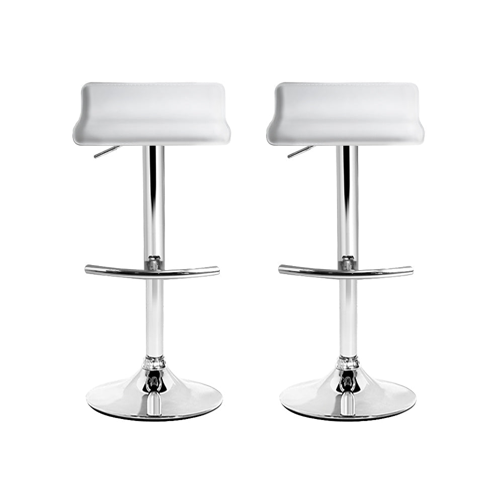 Artiss Set of 2 PU Leather Wave Style Bar Stools - White-2