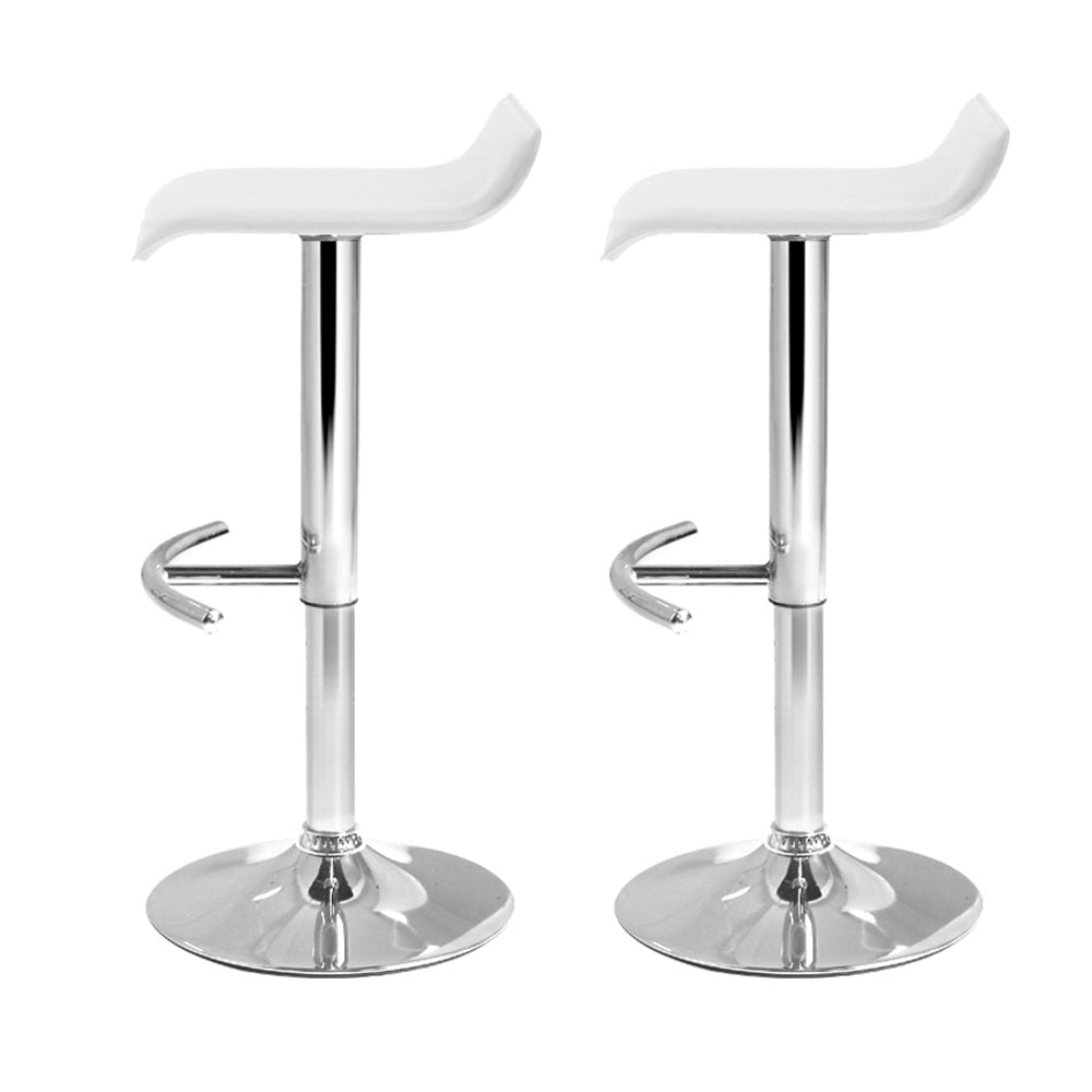 Artiss Set of 2 PU Leather Wave Style Bar Stools - White-3