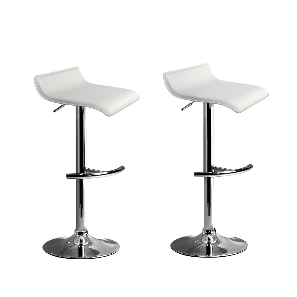 Artiss Set of 2 PU Leather Wave Style Bar Stools - White-0