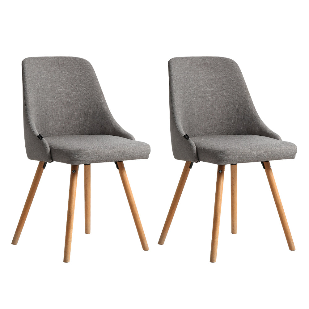 Artiss Set of 2 Replica Dining Chairs Beech Wooden Timber Chair Kitchen Fabric Grey-0