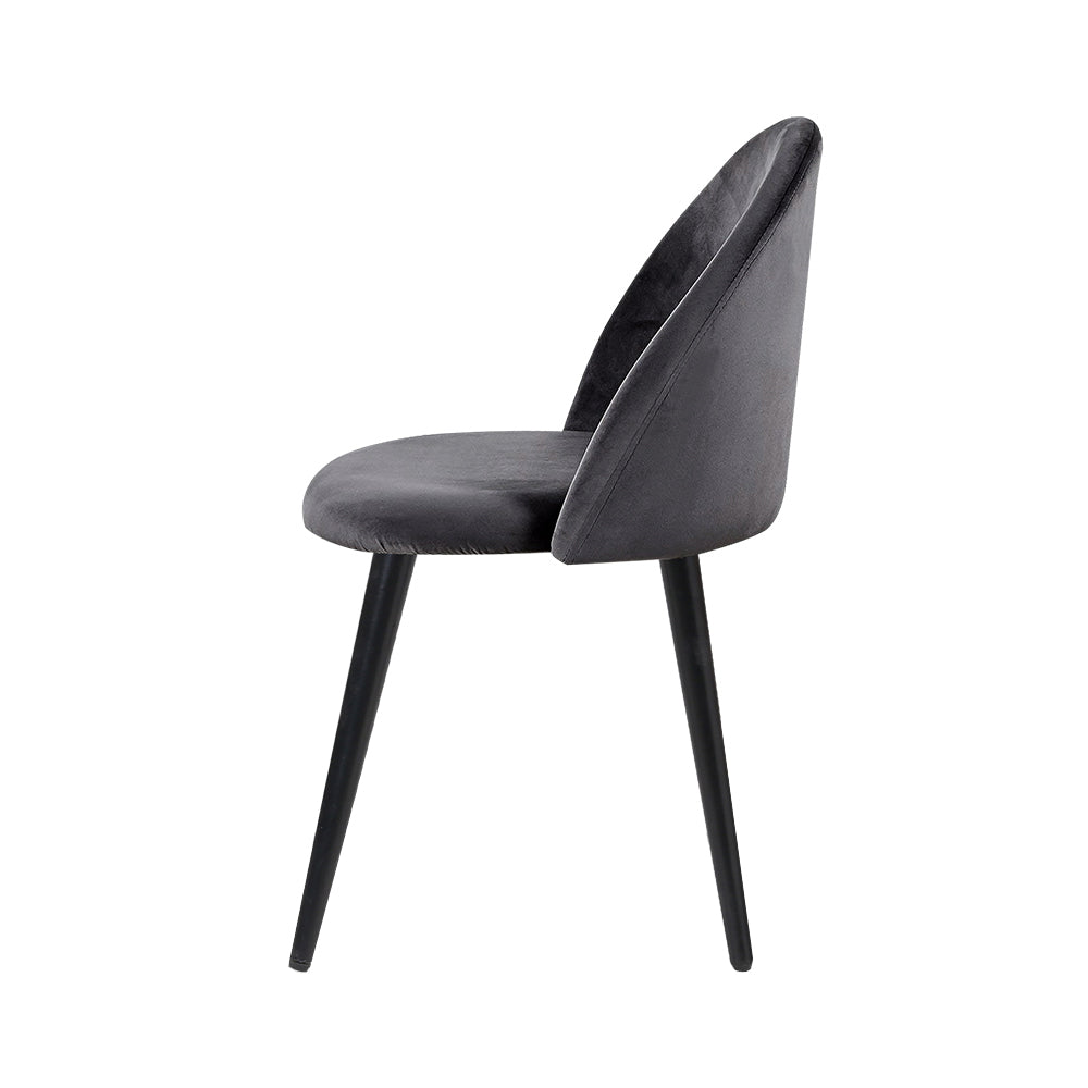 Artiss Set of 2 Velvet Modern Dining Chair - Dark Grey-3
