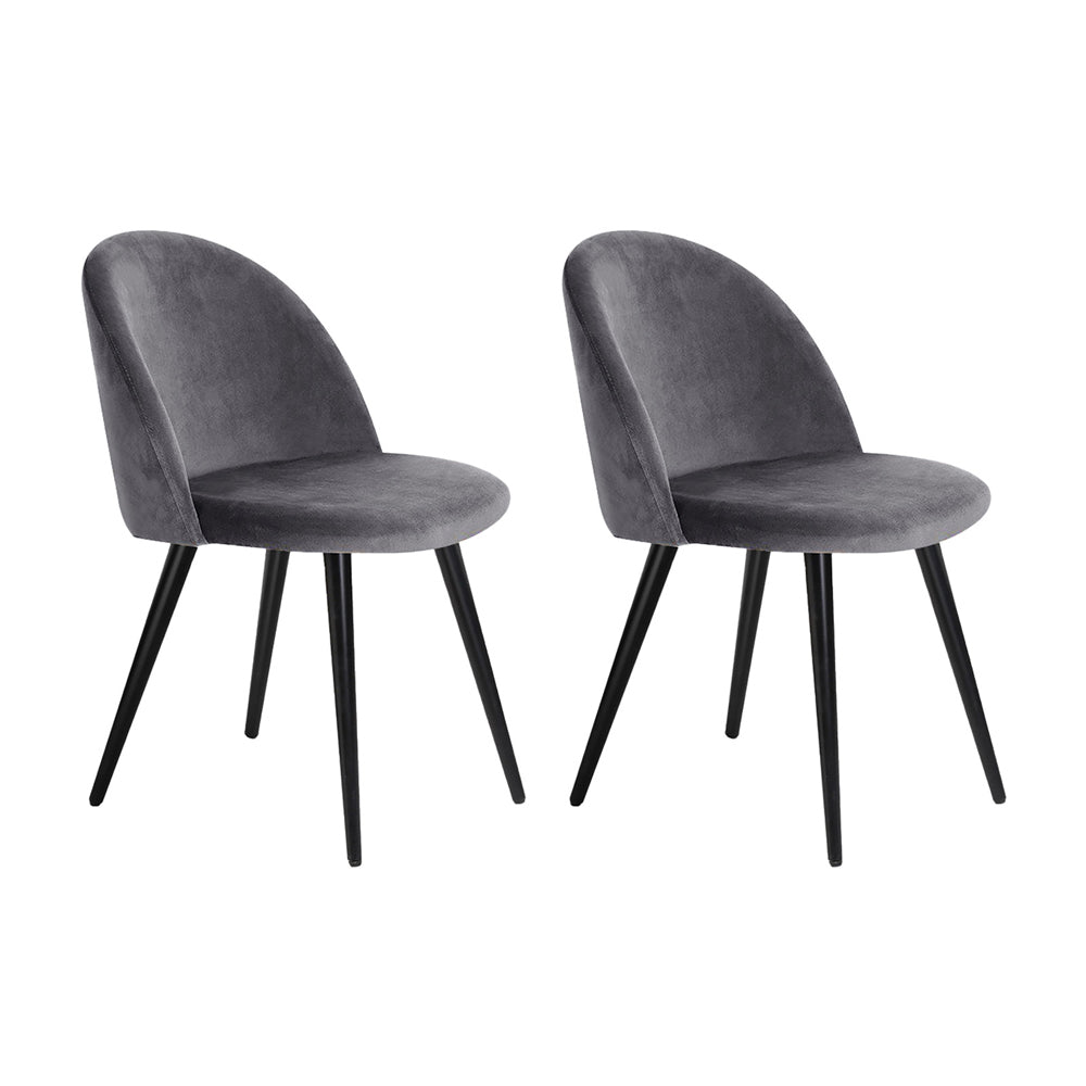 Artiss Set of 2 Velvet Modern Dining Chair - Dark Grey-0