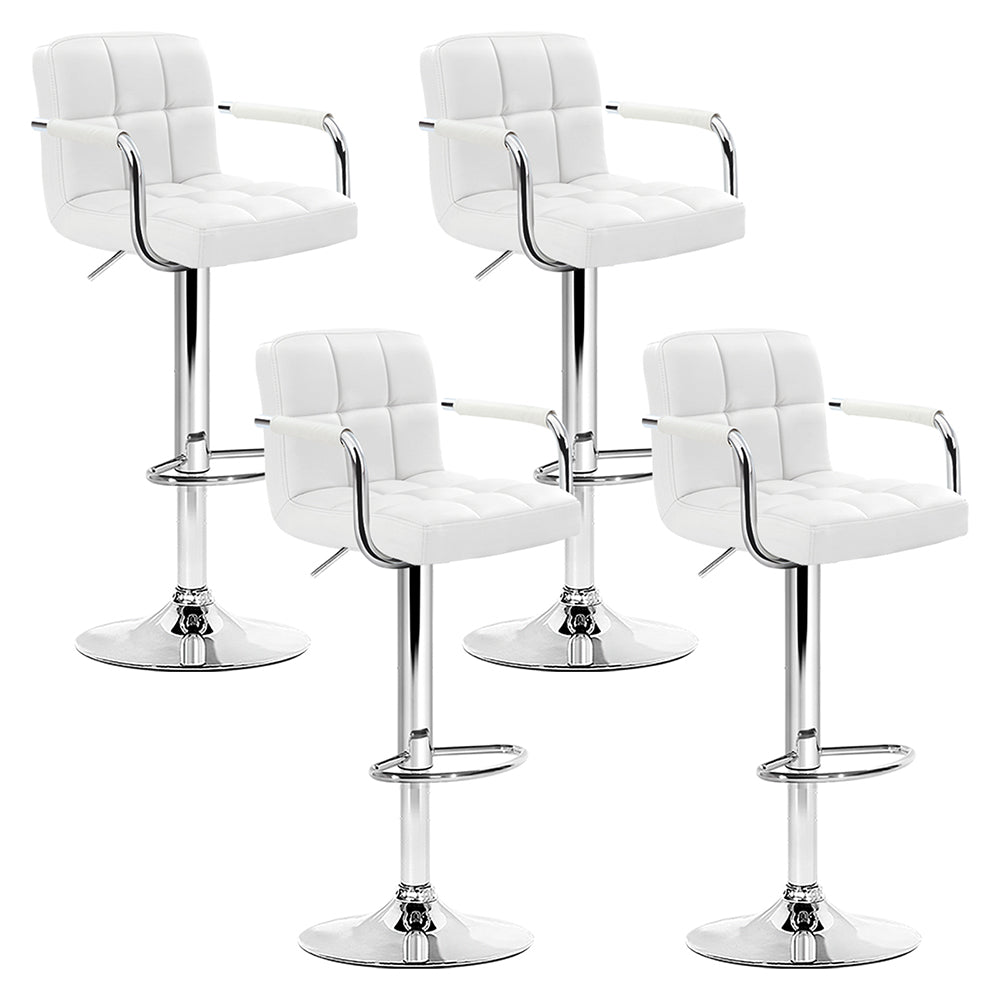 Artiss Set of 4 Bar Stools Gas lift Swivel - Steel and White-0