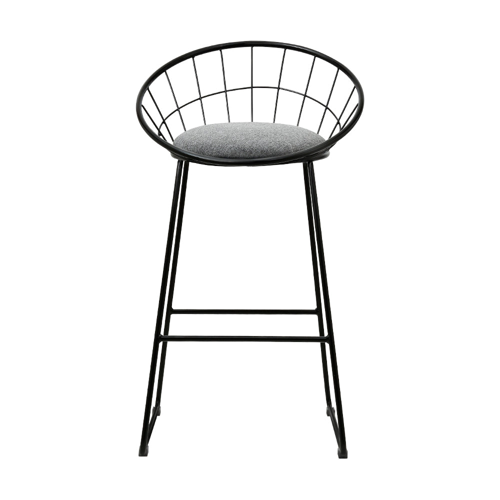 Artiss Set of 4 Bar Stools Steel Fabric - Grey and Black-2