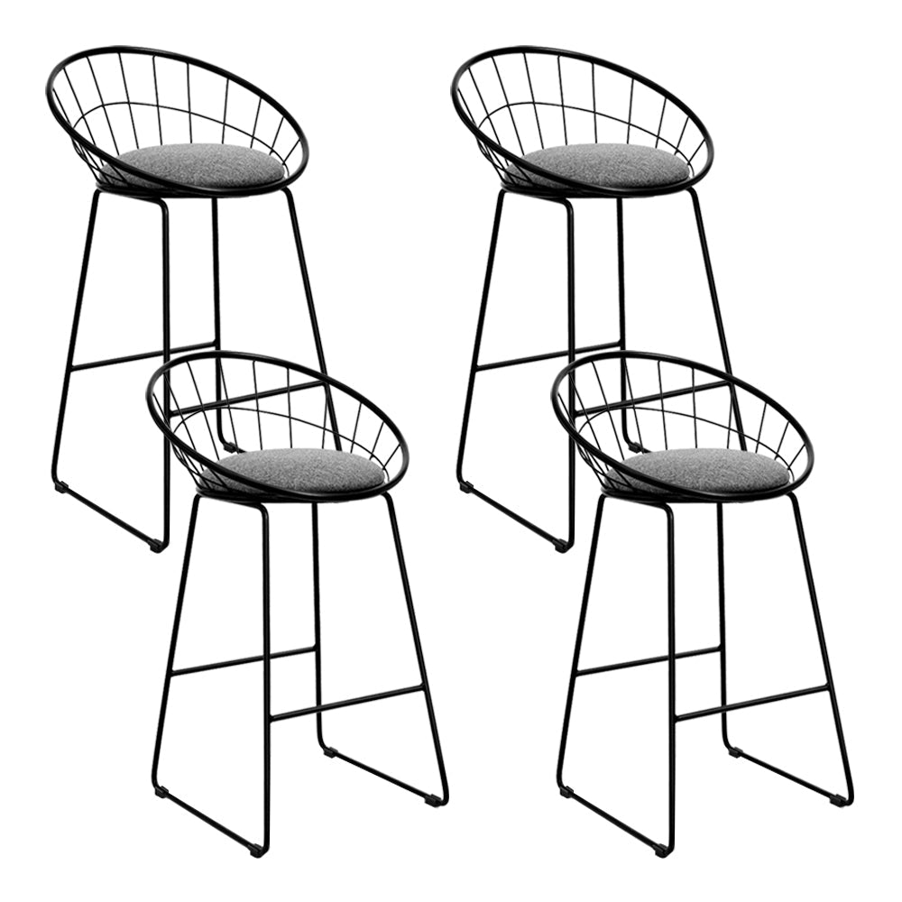 Artiss Set of 4 Bar Stools Steel Fabric - Grey and Black-0