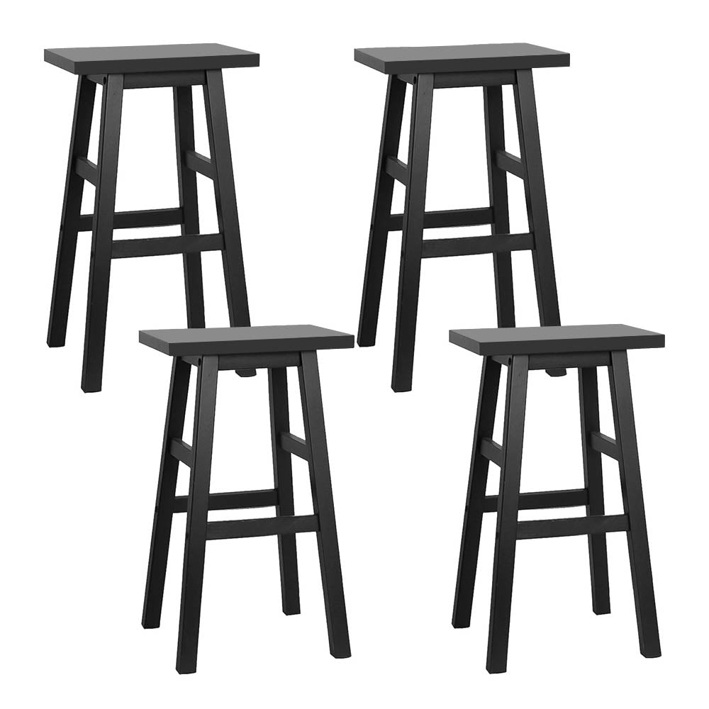 Artiss Set of 4 Beech Wood Bar Stools - Black-0