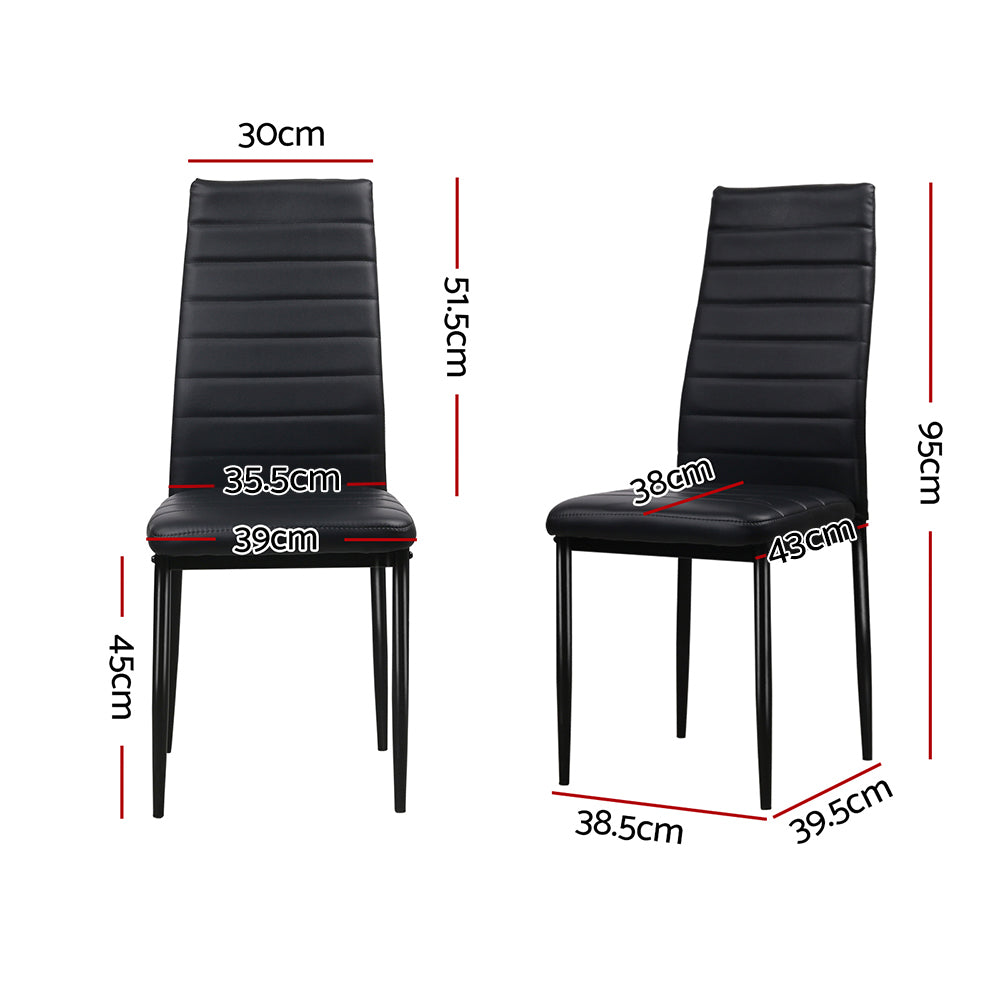 Artiss Set of 4 Dining Chairs PVC Leather - Black-1