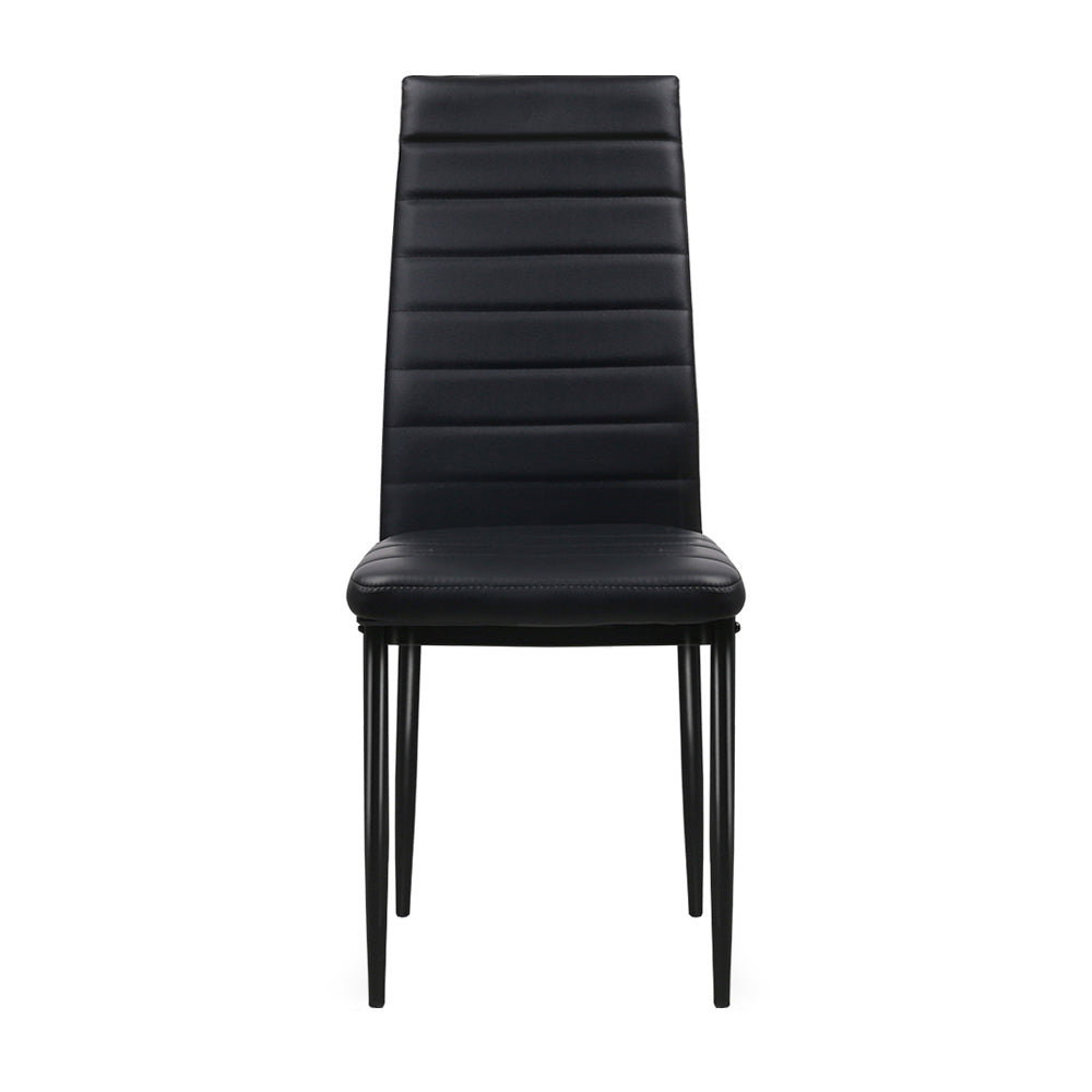 Artiss Set of 4 Dining Chairs PVC Leather - Black-2