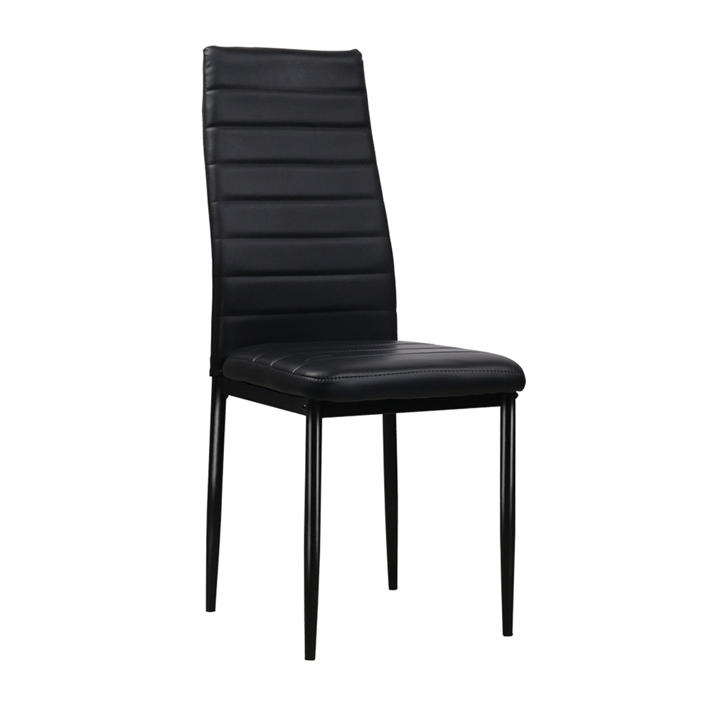 Artiss Set of 4 Dining Chairs PVC Leather - Black-0