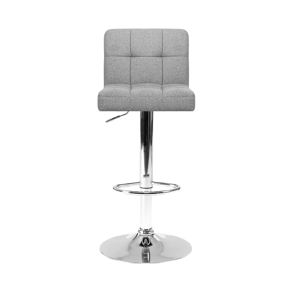 Artiss Set of 4 Fabric Swivel Bar Stools - Grey-2