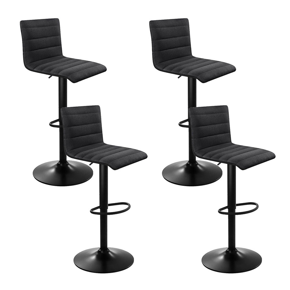 Artiss Set of 4 Faux Linen Bar Stools - Black-0