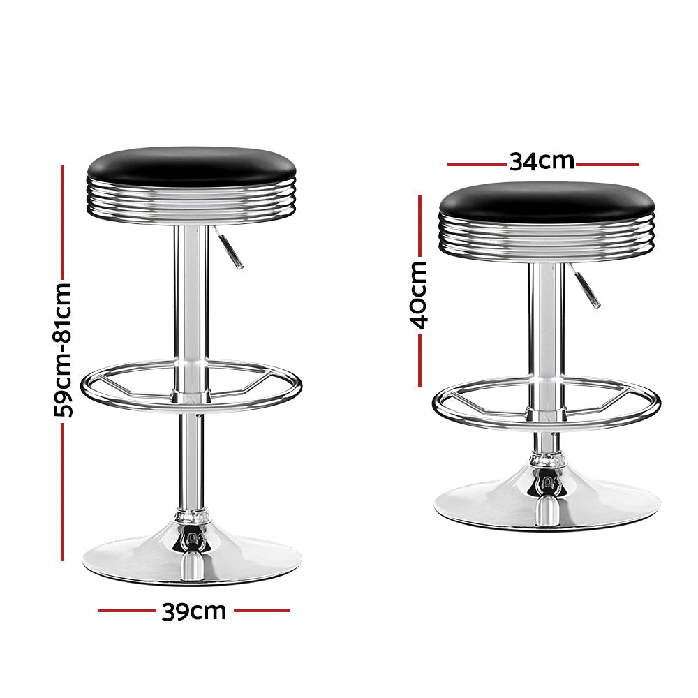 Artiss Set of 4 PU Leather Backless Bar Stools - Black and Chrome-1