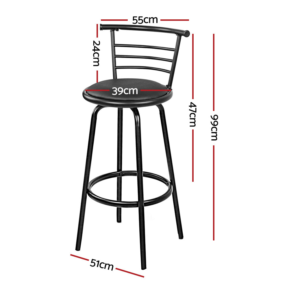 Artiss Set of 4 PU Leather Bar Stools - Black and Steel-1