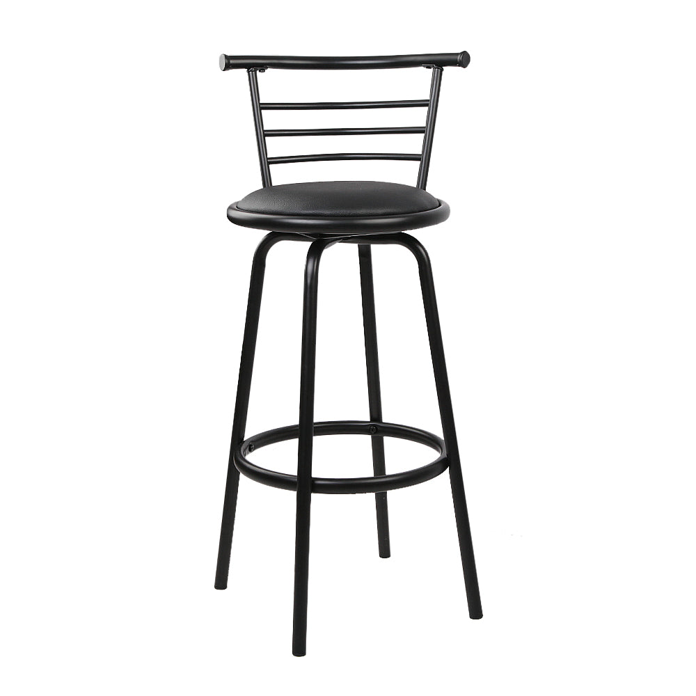 Artiss Set of 4 PU Leather Bar Stools - Black and Steel-2