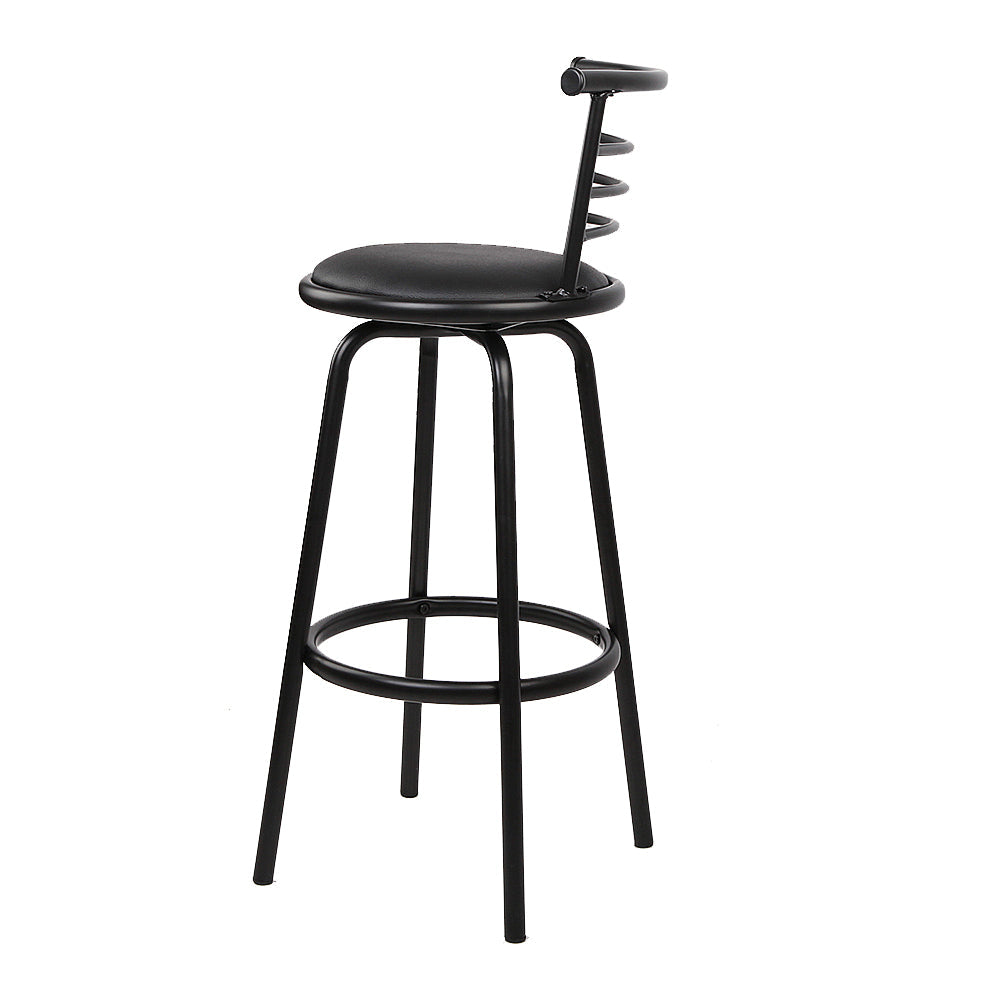 Artiss Set of 4 PU Leather Bar Stools - Black and Steel-3