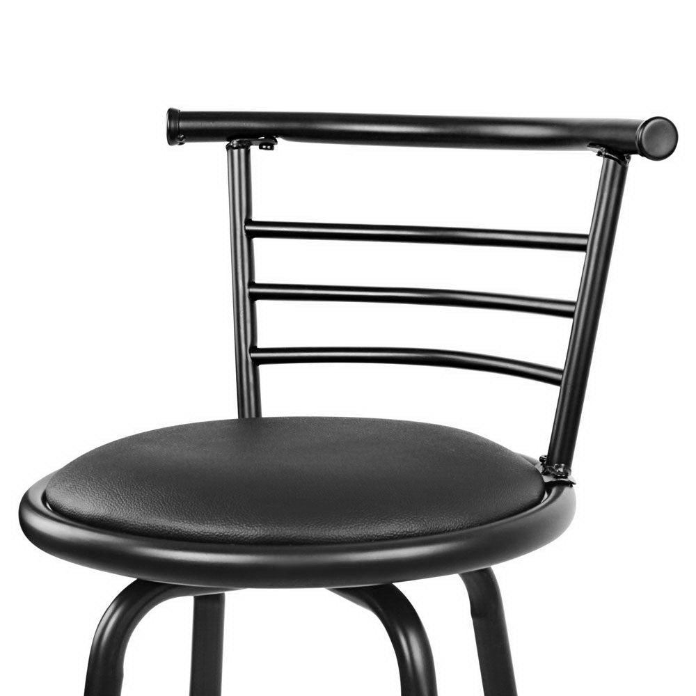 Artiss Set of 4 PU Leather Bar Stools - Black and Steel-4