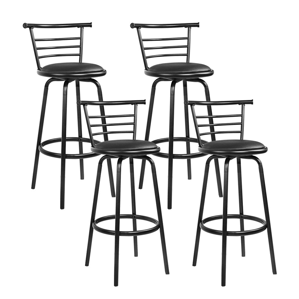 Artiss Set of 4 PU Leather Bar Stools - Black and Steel-0