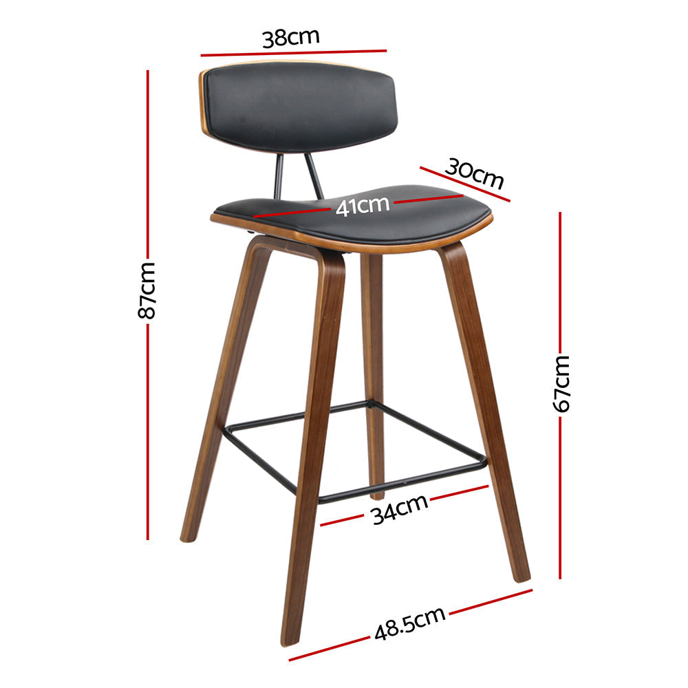 Artiss Set of 4 PU Leather Circular Footrest Bar Stools - Black-1