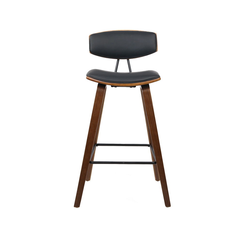 Artiss Set of 4 PU Leather Circular Footrest Bar Stools - Black-2