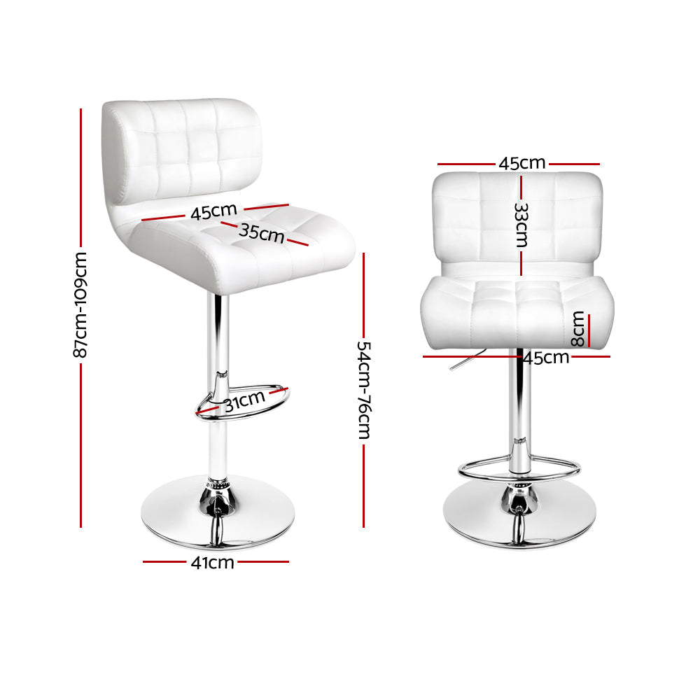 Artiss Set of 4 PU Leather Gas Lift Bar Stools - White and Chrome-1