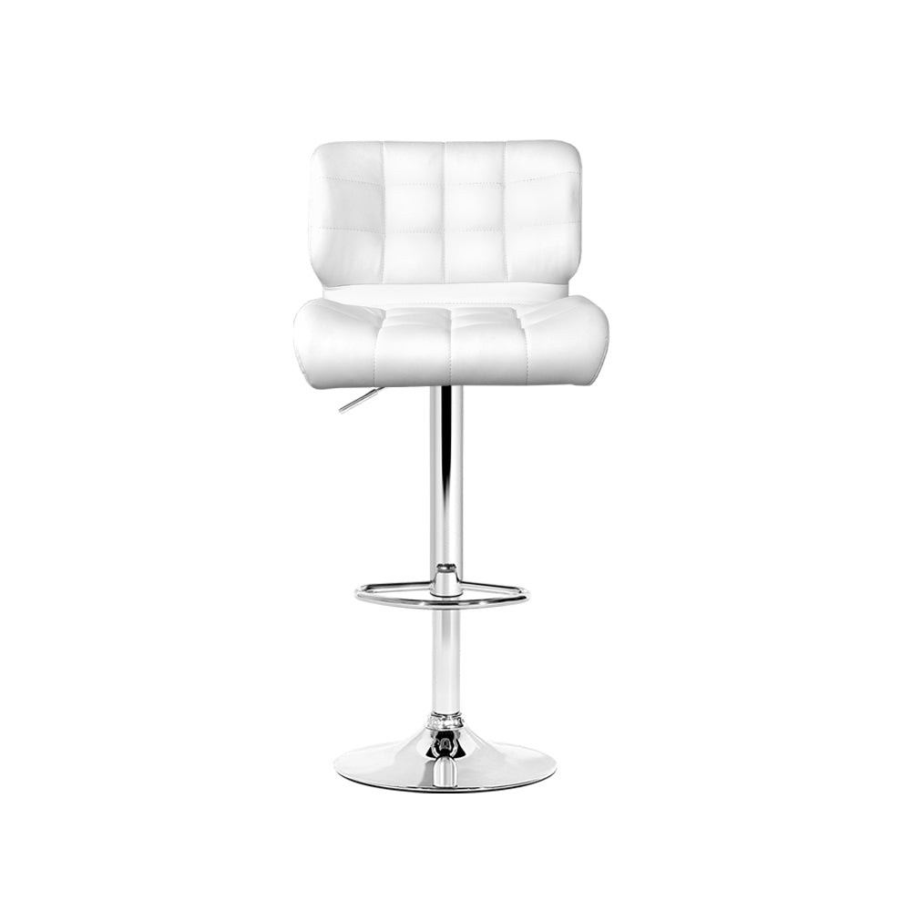 Artiss Set of 4 PU Leather Gas Lift Bar Stools - White and Chrome-2